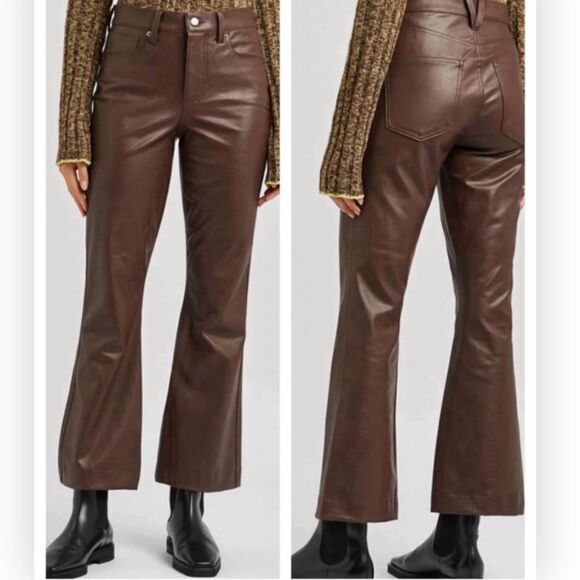 Veronica Beard Carson High rise wide leg faux leather pant 23 $298 - Picture 2 of 9